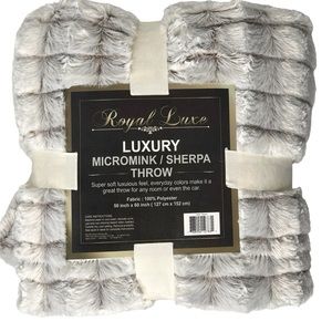 Royal Luxe Blanket 50”x60” Brown Super Soft Plush Sherpa Throw Micro-Mink